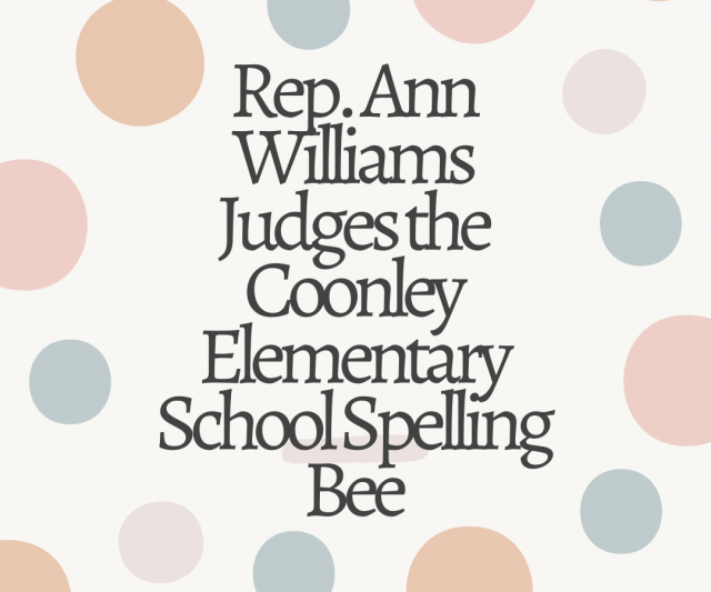 Rep. Ann Williams Judges the Coonley Elementary School Spelling Bee