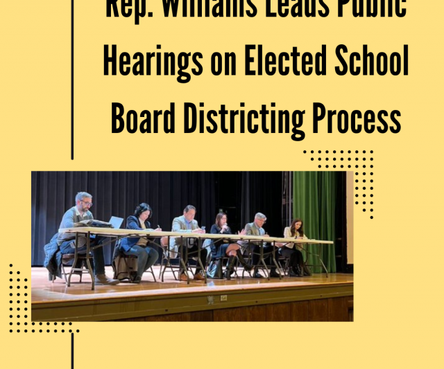 Rep. Williams Leads Hearings on Elected Representative School Board Districting