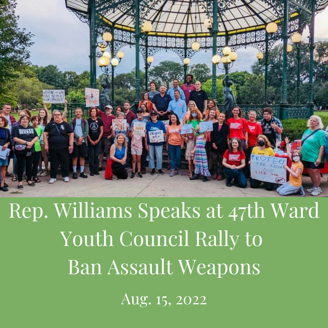 Rep. Williams Speaks at 47th Ward Youth Council Rally to  Ban Assault Weapons